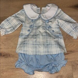 Blue Plaid top and shorts NWOT